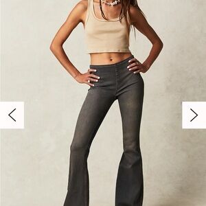 We The Free Penny Flare Leg Pull On Jeans Hippie Boho  Festival 28 Gray Blue